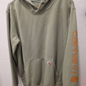 Carhartt Men's Sage Hoodie with Orange Logo